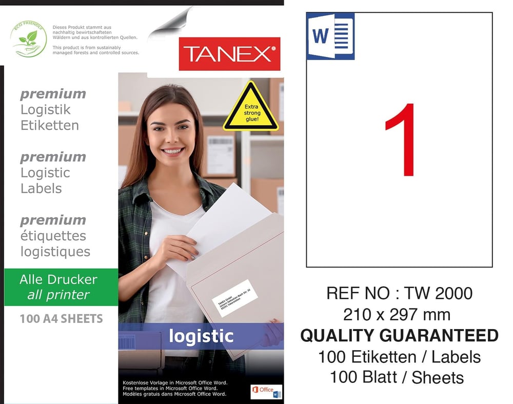 TW-2000 210x297 mm LOJİSTİK ETİKET 