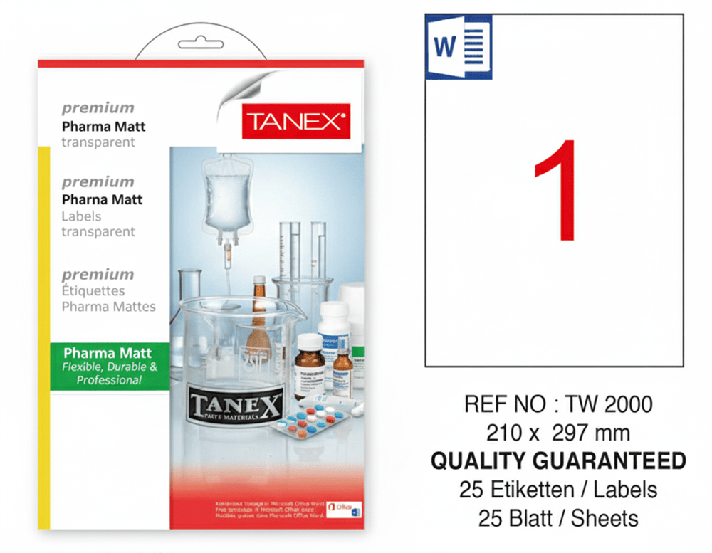 TW-2000 210x297 mm PHARMA MATT LASER ETİKET 