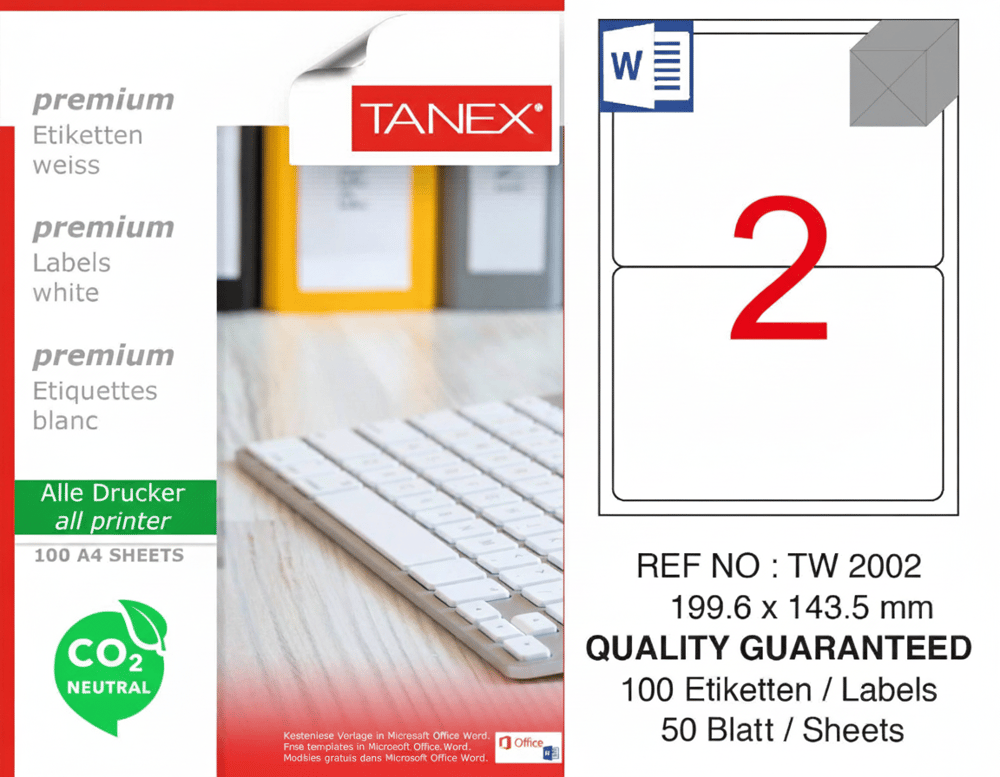 TW-2002 199,6x143,5 mm CARBON NEUTRAL LASER ETİKET 