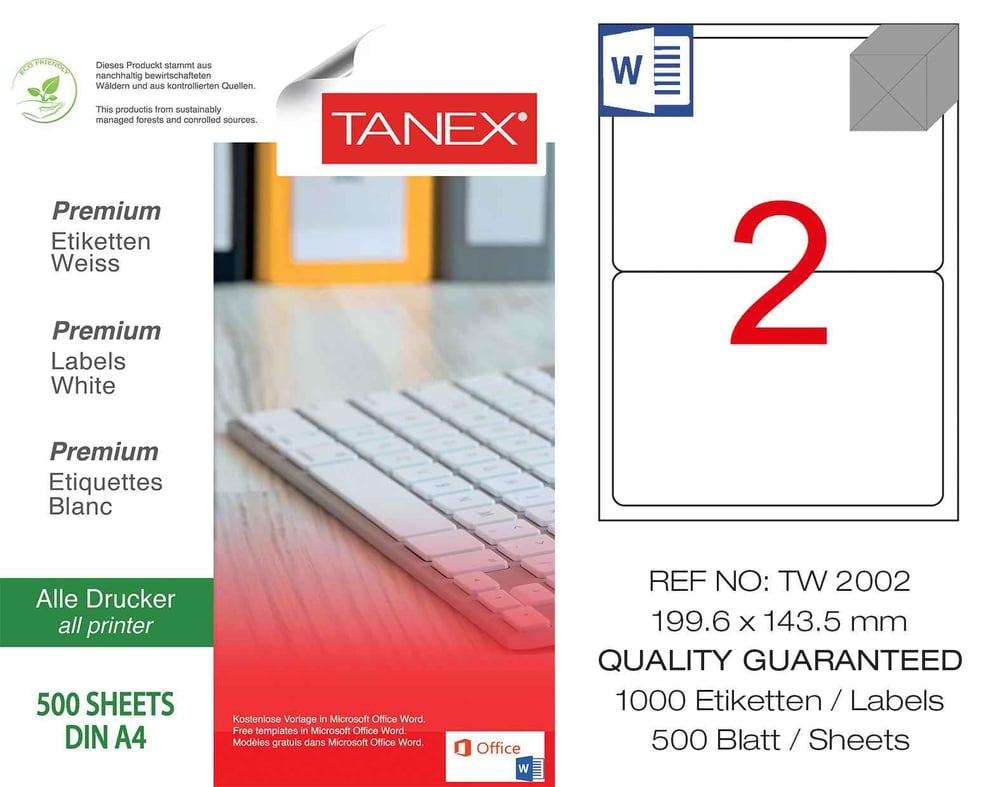TW-2002 199,6x143,5 mm LASER ETİKET .