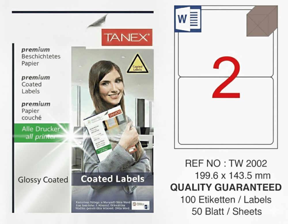 TW-2002 199,6x143,5 mm GLOSSY LASER ETİKET 