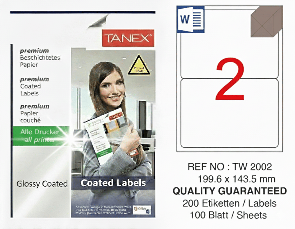 TW-2002 199,6x143,5 mm GLOSSY LASER ETİKET 