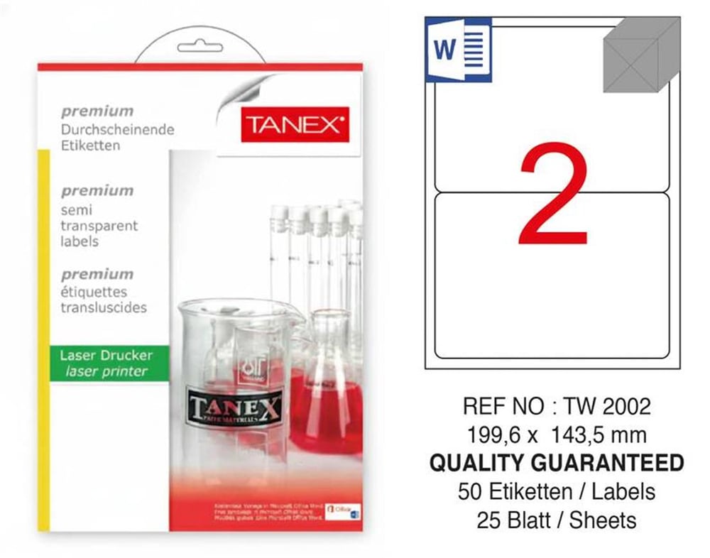 TW-2002 199,6x143,5 mm YARI SAYDAM LASER ETİKET 