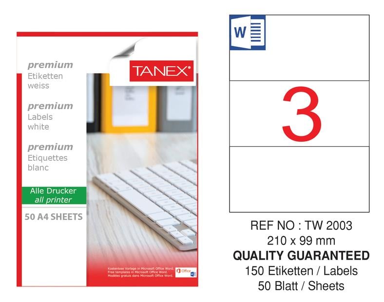 TW-2003 210x99 mm LASER ETİKET .