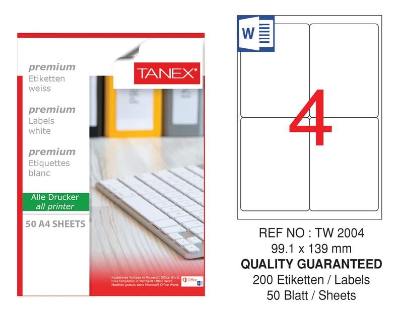 TW-2004 99,1x139 mm LASER ETİKET .