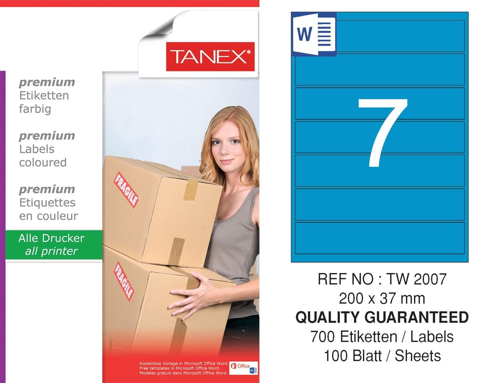 TW-2007 200x37 mm MAVİ LASER ETİKET 