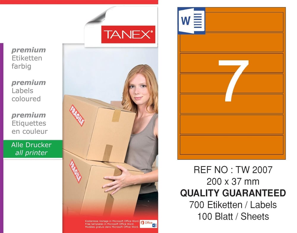 TW-2007 200x37 mm TURUNCU LASER ETİKET 