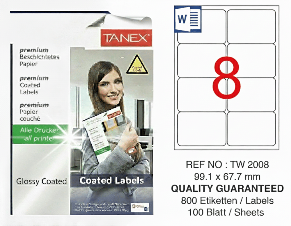 TW-2008 99,1x67,7 mm GLOSSY LASER ETİKET 