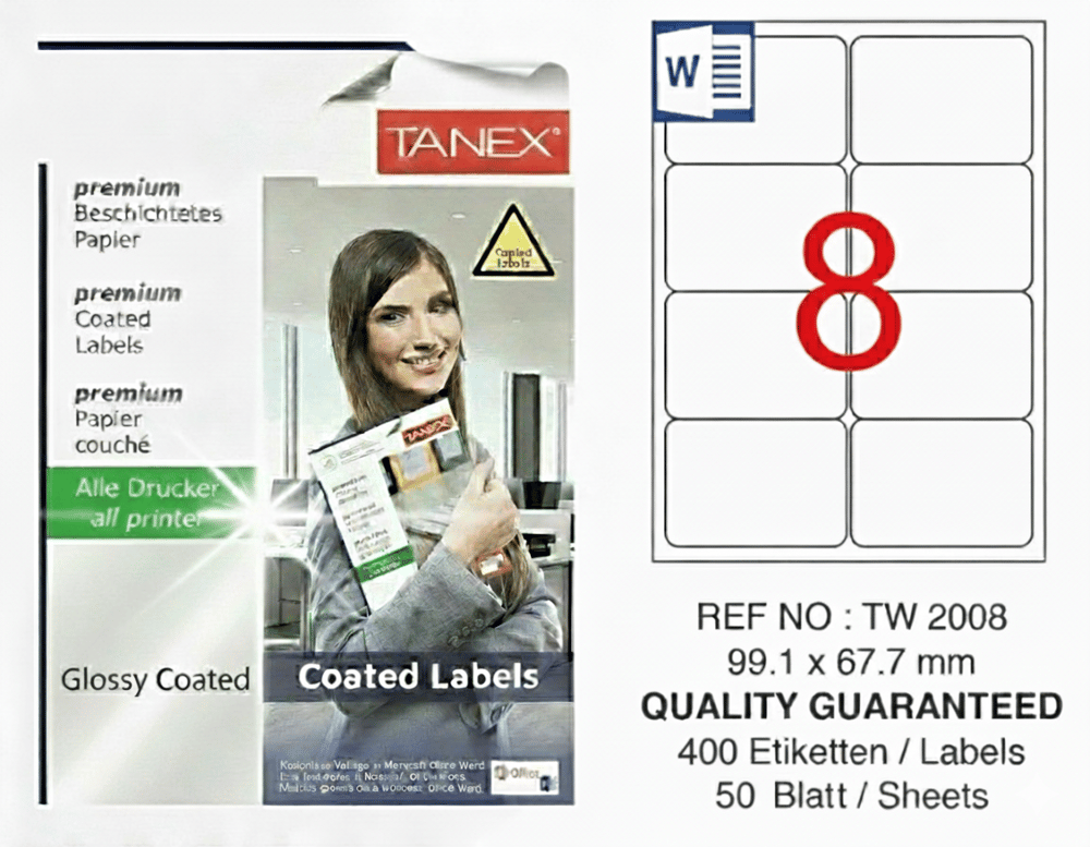 TW-2008 99,1x67,7 mm GLOSSY LASER ETİKET 