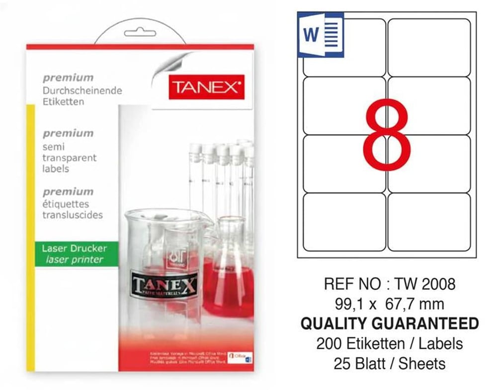 TW-2008 99,1x67,7 mm YARI SAYDAM LASER ETİKET 