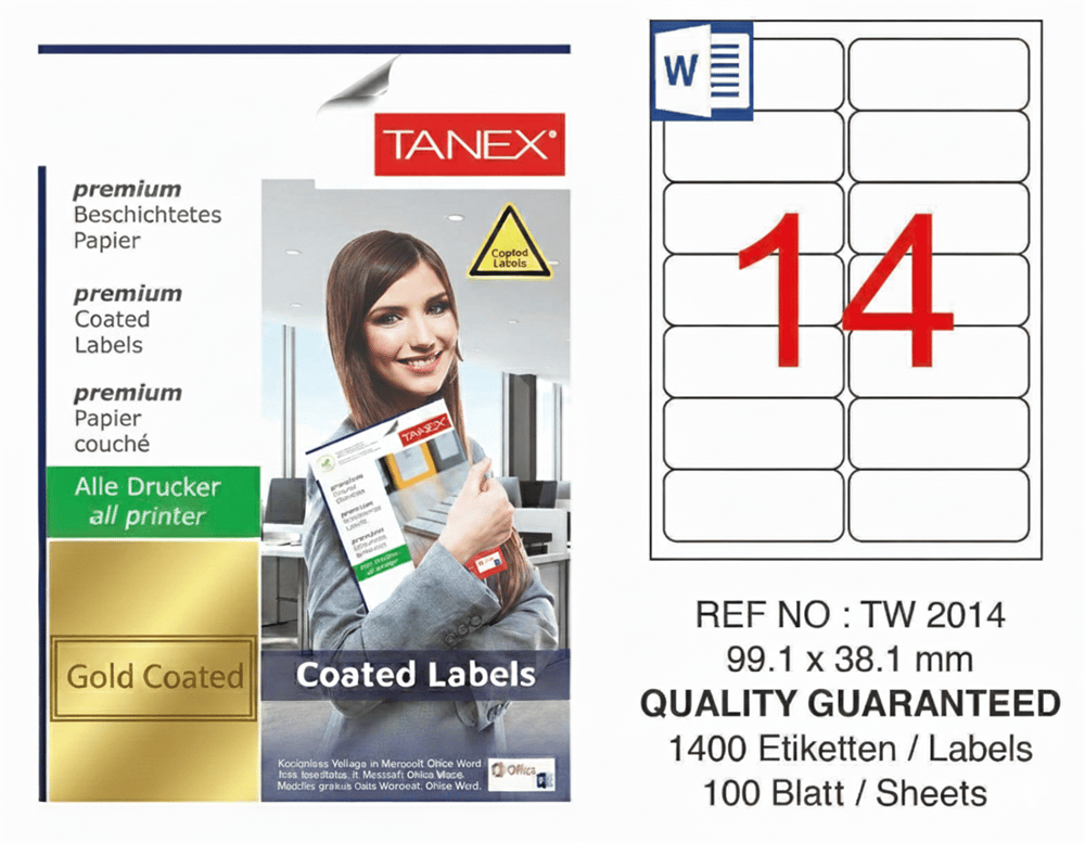 TW-2014 99,1x38,1 mm GOLD LASER ETİKET 
