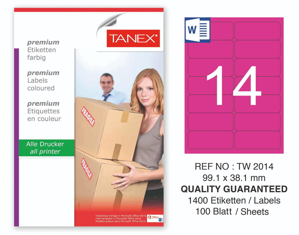 TW-2014 99,1x38,1 mm PEMBE LASER ETİKET 