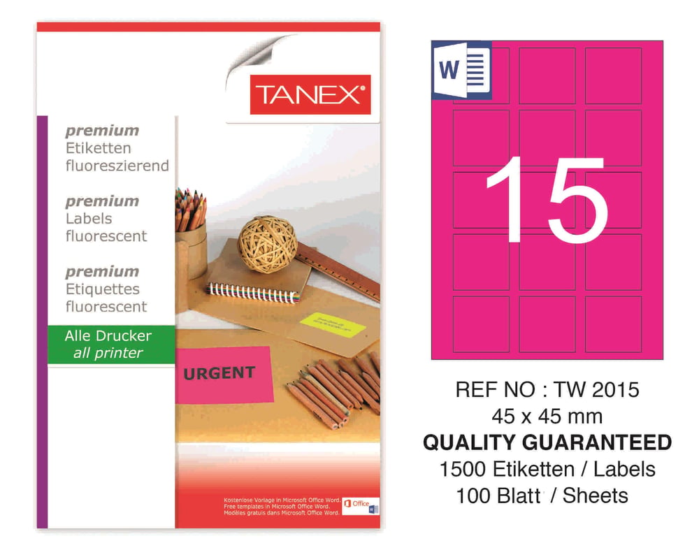 TW-2015 45x45 mm FLO PEMBE LASER ETİKET 