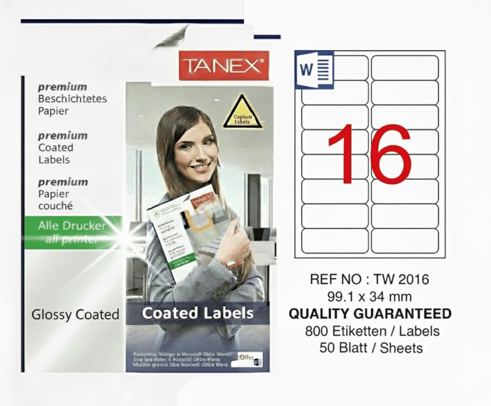 TW-2016 99,1x34 mm GLOSSY LASER ETİKET 