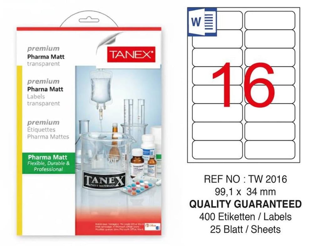 TW-2016 99,1x34 mm PHARMA MATT LASER ETİKET 