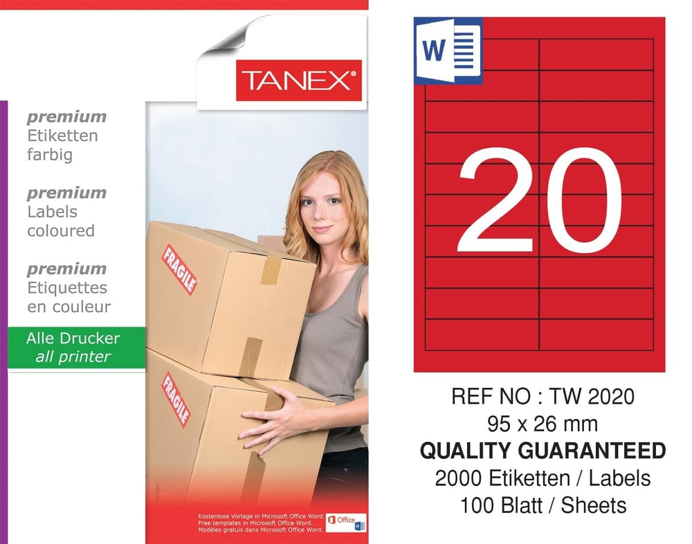 TW-2020 95x26 mm KIRMIZI LASER ETİKET 