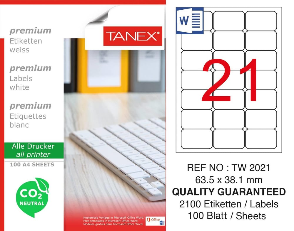 TW-2021 63,5x38,1 mm CARBON NEUTRAL LASER ETİKET 
