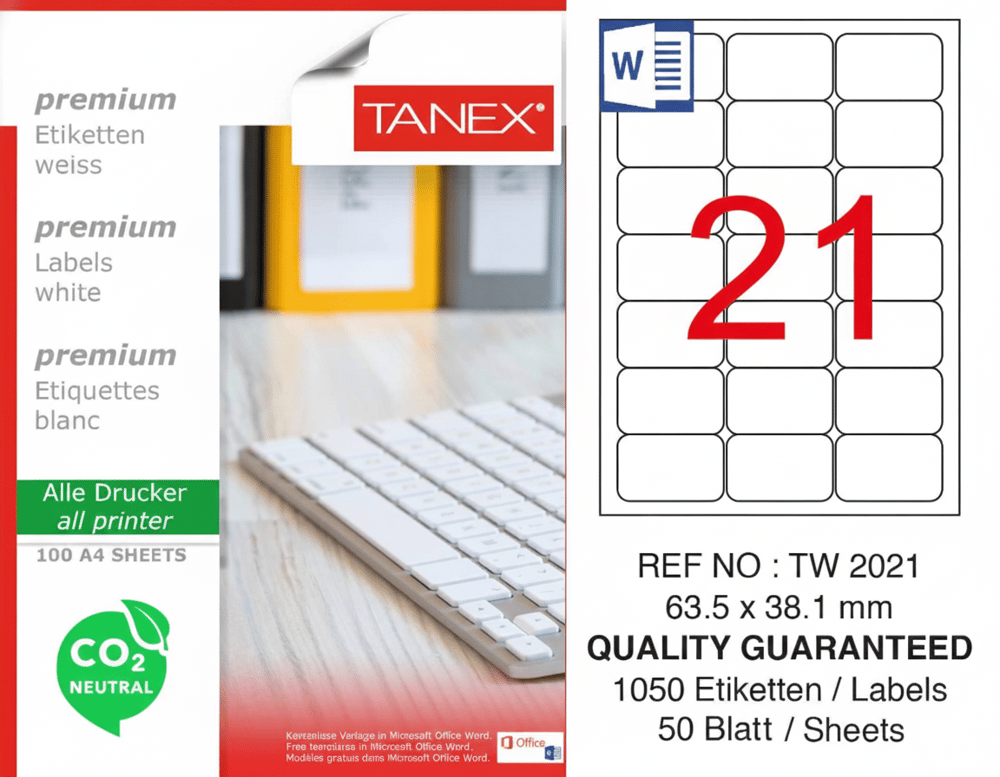 TW-2021 63,5x38,1 mm CARBON NEUTRAL LASER ETİKET 