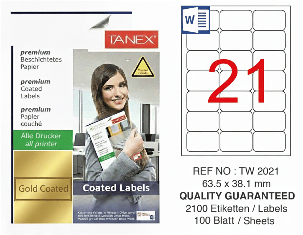 TW-2021 63,5x38,1 mm GOLD LASER ETİKET 