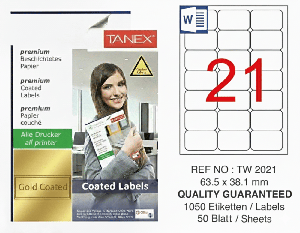 TW-2021 63,5x38,1 mm GOLD LASER ETİKET 