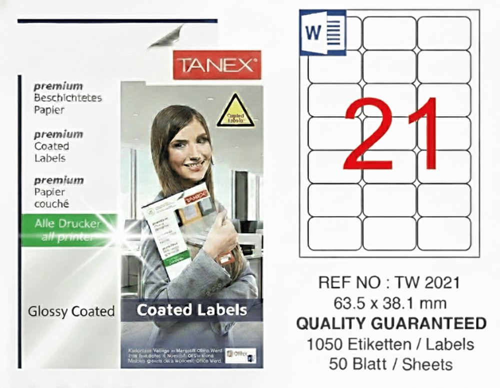 TW-2021 63,5x38,1 mm GLOSSY LASER ETİKET 