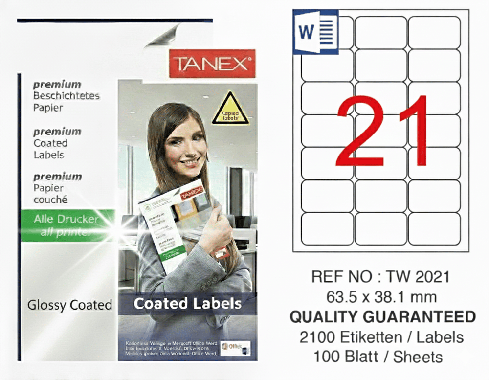 TW-2021 63,5x38,1 mm GLOSSY LASER ETİKET 