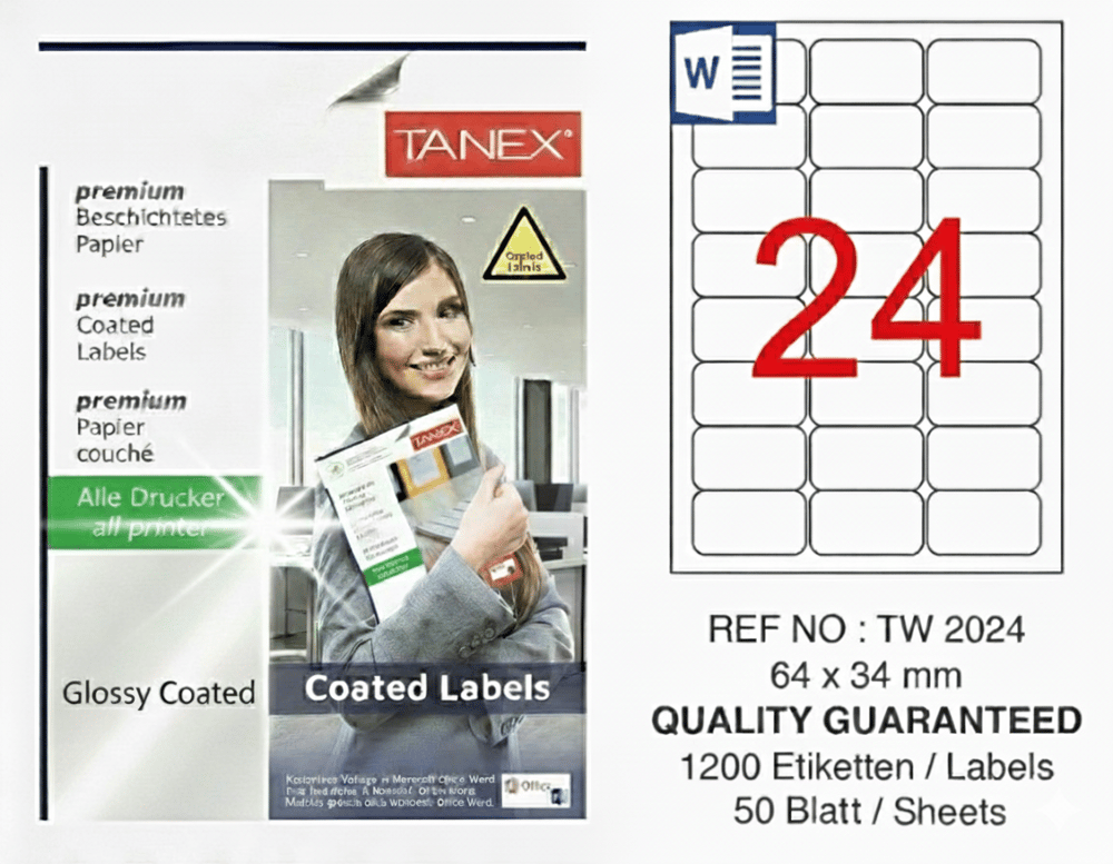 TW-2024 64x34 mm GLOSSY LASER ETİKET 