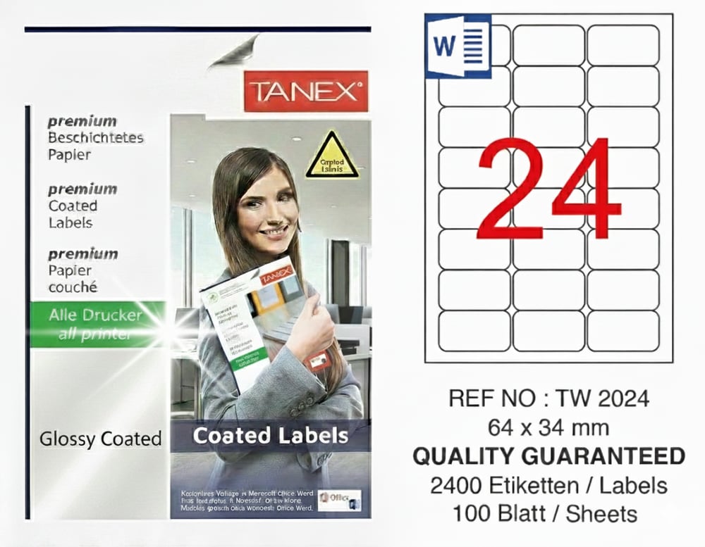 TW-2024 64x34 mm GLOSSY LASER ETİKET 