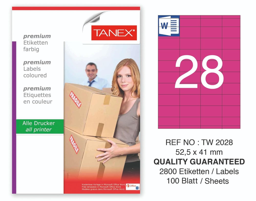 TW-2028 52,5x41 mm PEMBE LASER ETİKET 