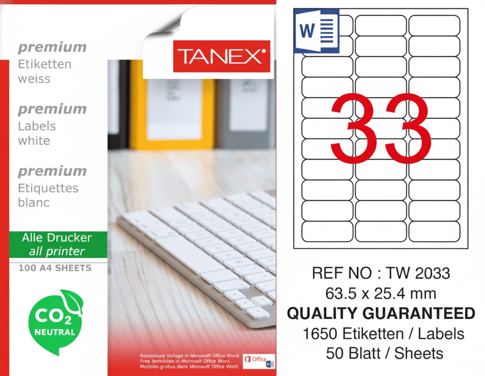 TW-2033 63,5x25,4 mm CARBON NEUTRAL LASER ETİKET 