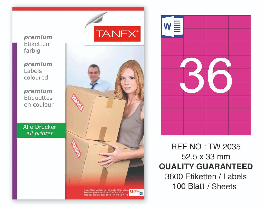 TW-2035 52,5x33 mm PEMBE LASER ETİKET 