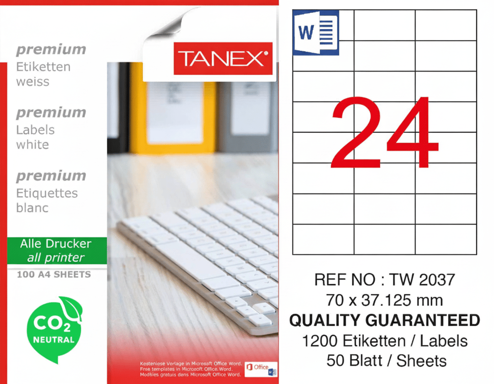 TW-2037 70x37,125 mm CARBON NEUTRAL LASER ETİKET 