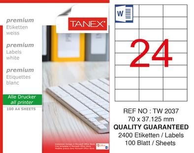 TW-2037 70x37,125 mm LASER ETİKET .