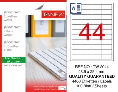 TW-2044 48,5x25,4 mm LASER ETİKET .