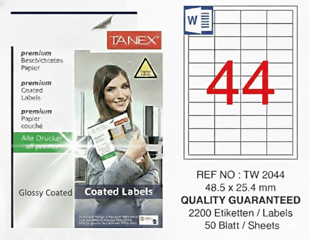 TW-2044 48,5x25,4 mm GLOSSY LASER ETİKET 