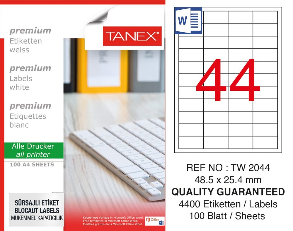 TW-2044 48,5x25,4 mm SÜRSAJLI LASER ETİKET 