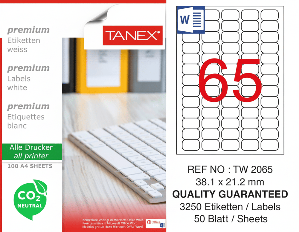 TW-2065 38,1x21,2 mm CARBON NEUTRAL LASER ETİKET 