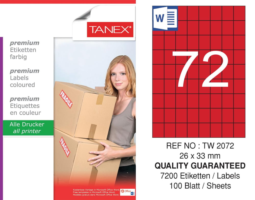 TW-2072 26,25x33 mm KIRMIZI LASER ETİKET 