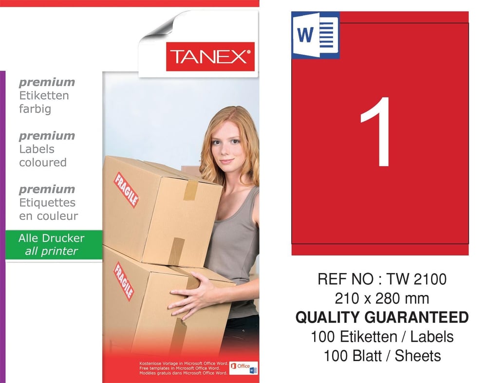 TW-2100 210x280 mm KIRMIZI LASER ETİKET 