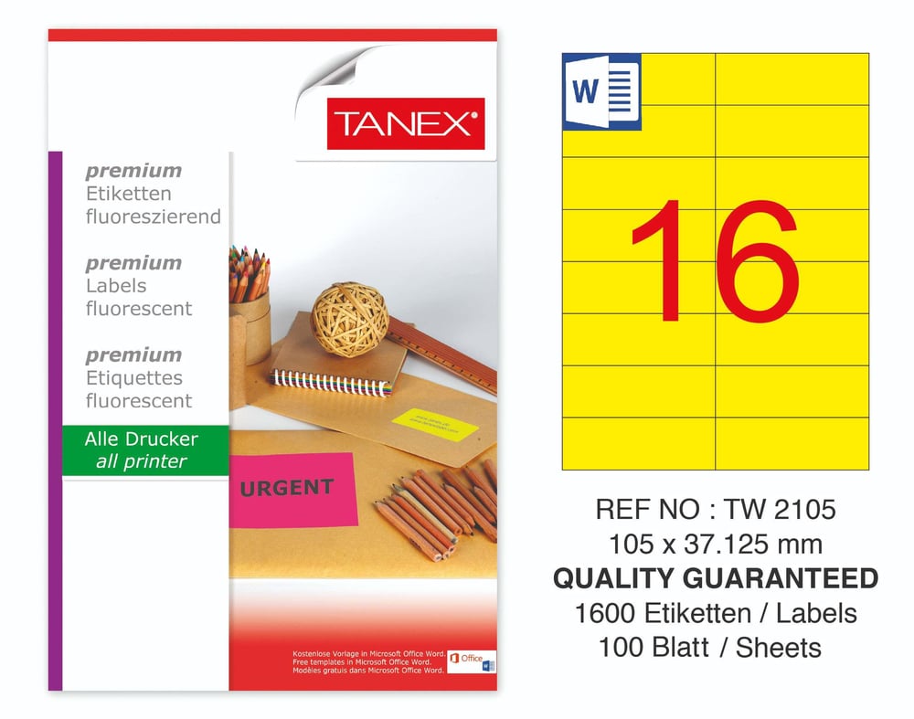 TW-2105 105x37,125 mm FLO SARI LASER ETİKET 
