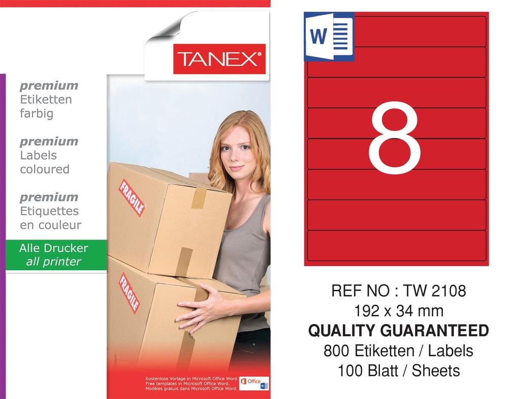 TW-2108 192x34 mm KIRMIZI LASER ETİKET 