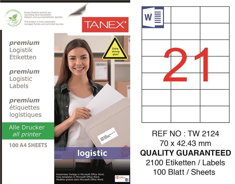 TW-2124 70x42,43 mm LOJİSTİK ETİKET 