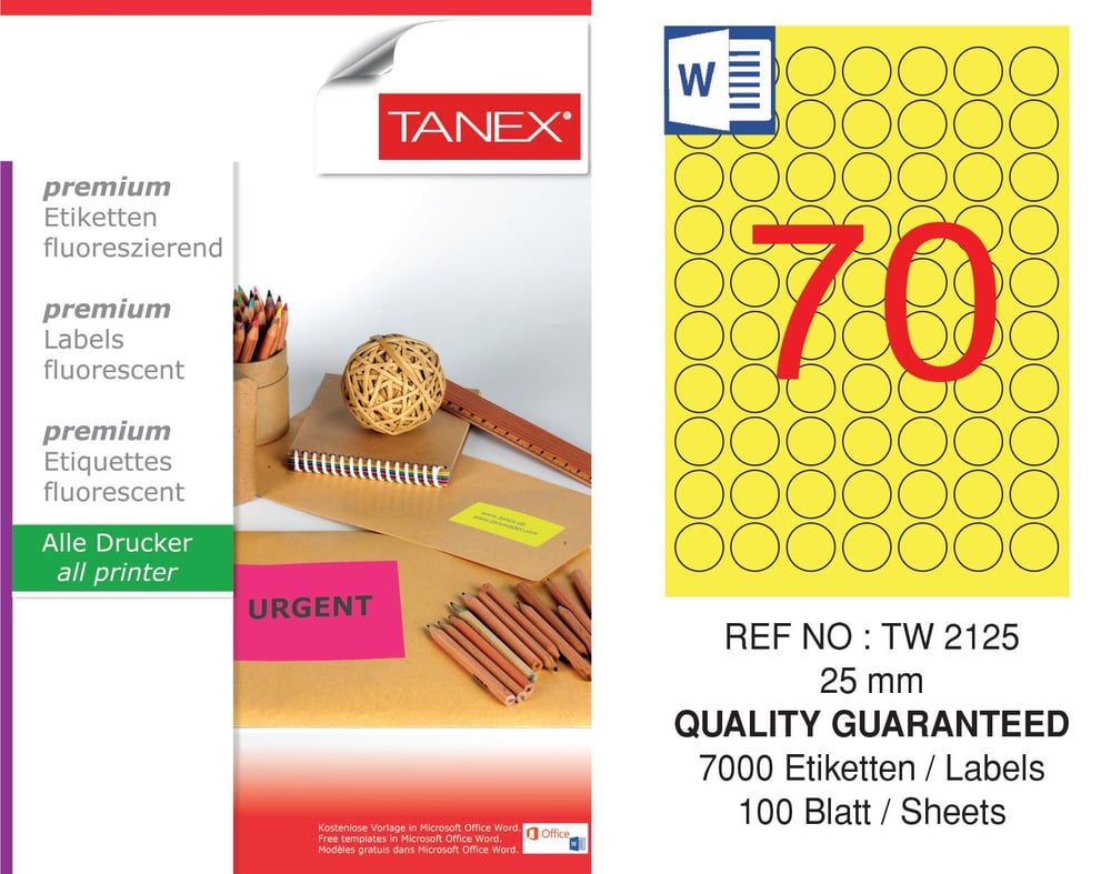 TW-2125 25 mm FLO SARI LASER ETİKET 