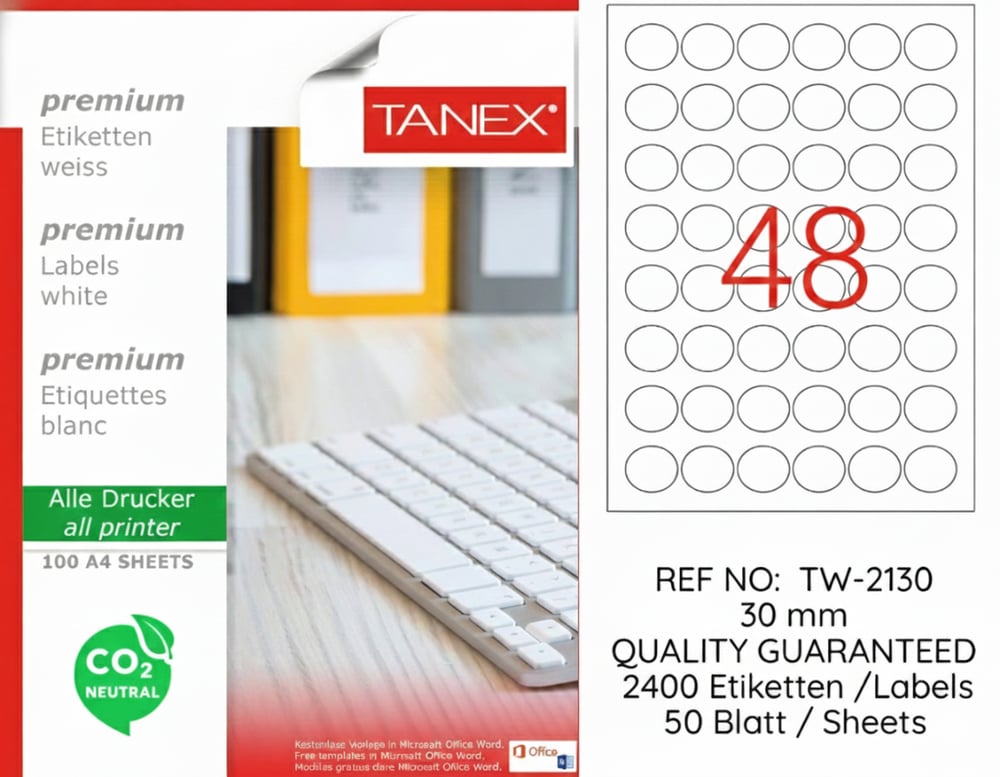 TW-2130 30 mm CARBON NEUTRAL LASER ETİKET 