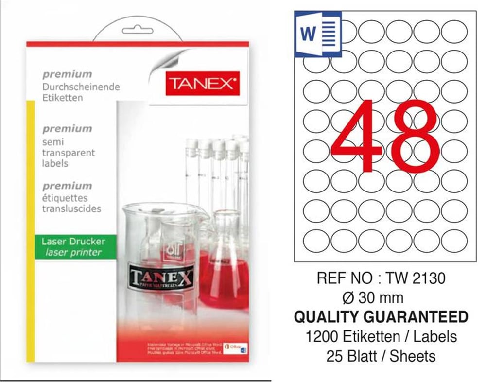 TW-2130 30 mm YARI SAYDAM LASER ETİKET 