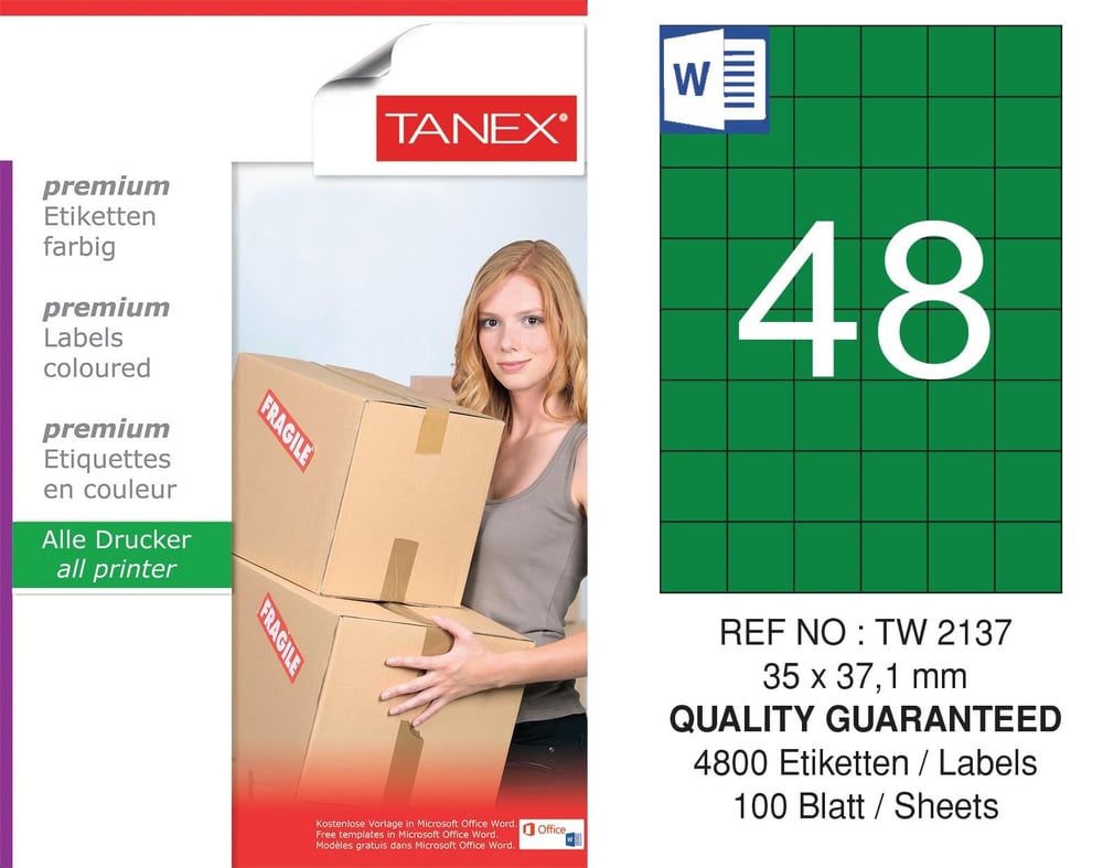 TW-2137 35x37,125 mm YEŞİL LASER ETİKET 