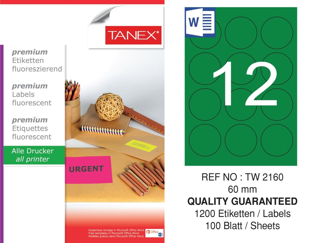 TW-2160 60 mm FLO YEŞİL LASER ETİKET 