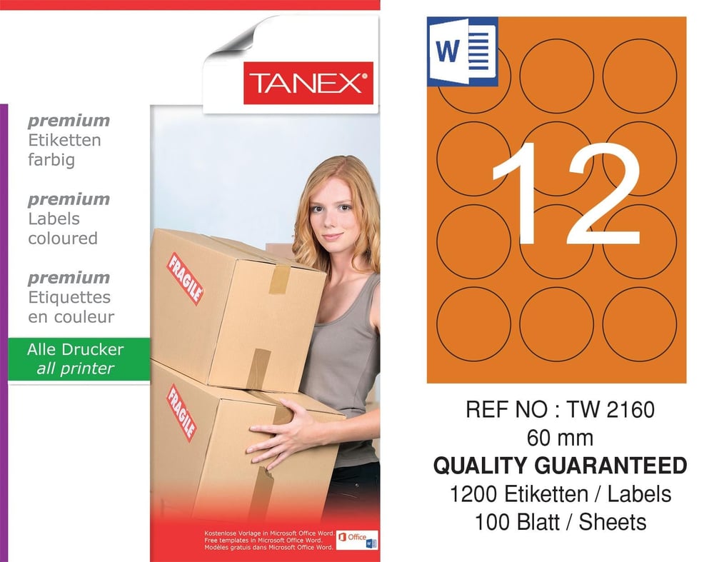TW-2160 60 mm TURUNCU LASER ETİKET 