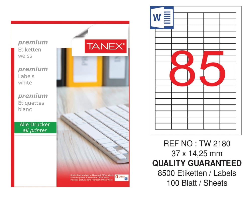TW-2180 37x14,25 mm LASER ETİKET .