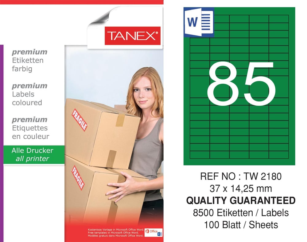 TW-2180 37x14,25 mm YEŞİL LASER ETİKET 